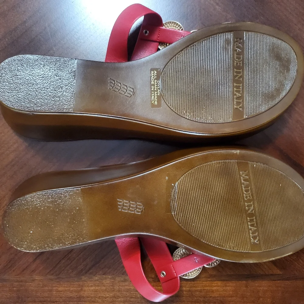 Toscanella Red Rhinestone Wedge Thong Sandals Made in Italy Womens Size 9 Dylan